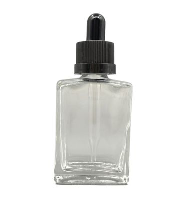 Τετραγωνικό 30ml Dropper ακίνδυνη για τα παιδιά ΚΑΠ μπουκαλιών γυαλιού καλλυντικό για το πετρέλαιο προσοχής τρίχας