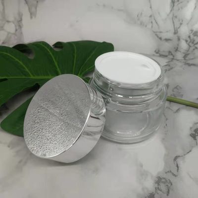 MSDS καθαρίζουν το βάζο κρέμας γυαλιού 100g με τη λαμπρή ασημένια λάσπη μασκών καπακιών ΚΑΠ άσπρη