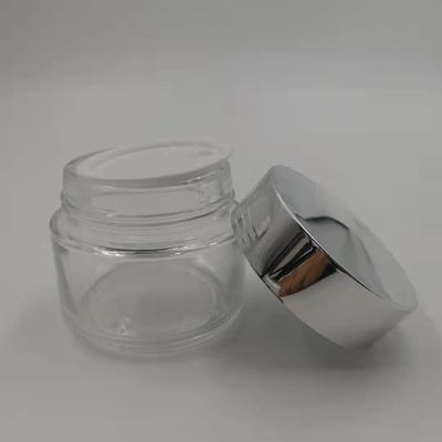 MSDS καθαρίζουν το βάζο κρέμας γυαλιού 100g με τη λαμπρή ασημένια λάσπη μασκών καπακιών ΚΑΠ άσπρη