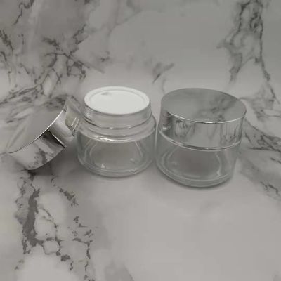 MSDS καθαρίζουν το βάζο κρέμας γυαλιού 100g με τη λαμπρή ασημένια λάσπη μασκών καπακιών ΚΑΠ άσπρη